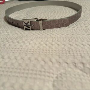 Michael Kors Taupe Logo Belt‎ with Silver Buckle